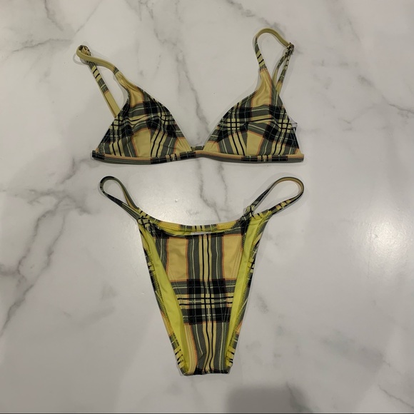 Princess Polly Twiin As if clueless yellow plaid bikini set Size Small - Picture 9 of 11